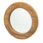 11" Brown Solid Wood Round Accent Mirror