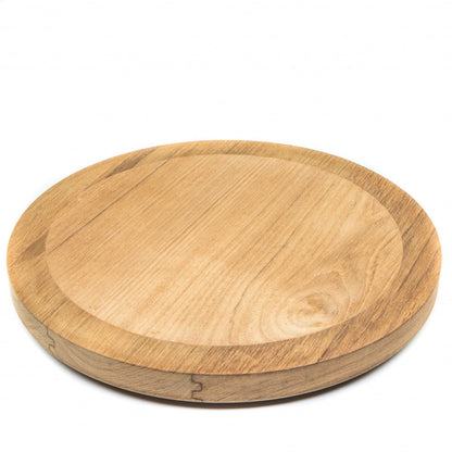 11" Brown Solid Wood Round Accent Mirror