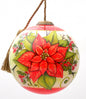 Poinsettia Flower Hand Painted Mouth Blown Glass Ornament