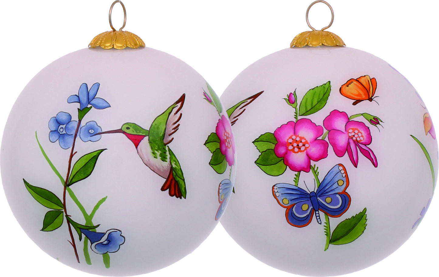 Decorative Florals Hand Painted Mouth Blown Glass Ornament