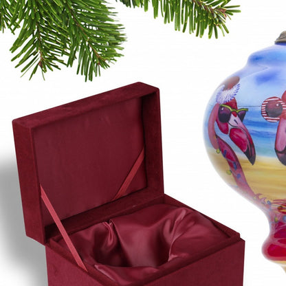 Tan Blue And Red Glass Finial Ornament