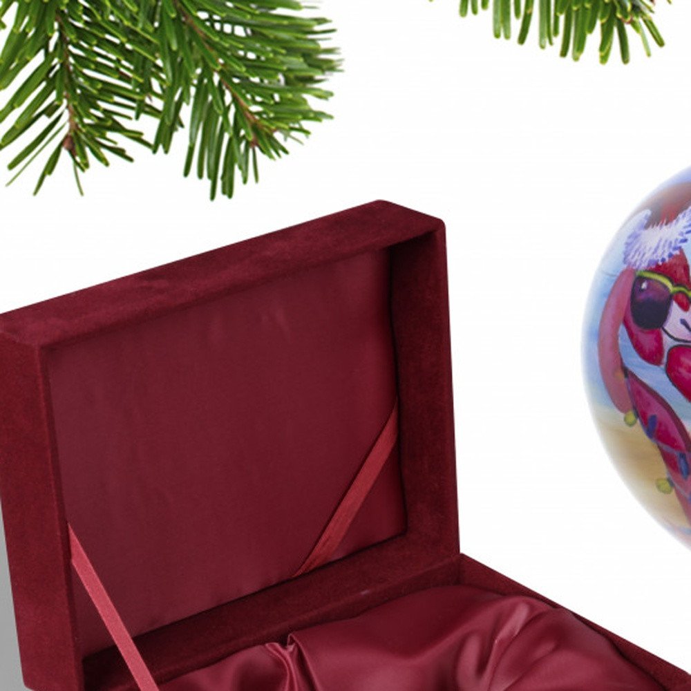 Tan Blue And Red Glass Finial Ornament
