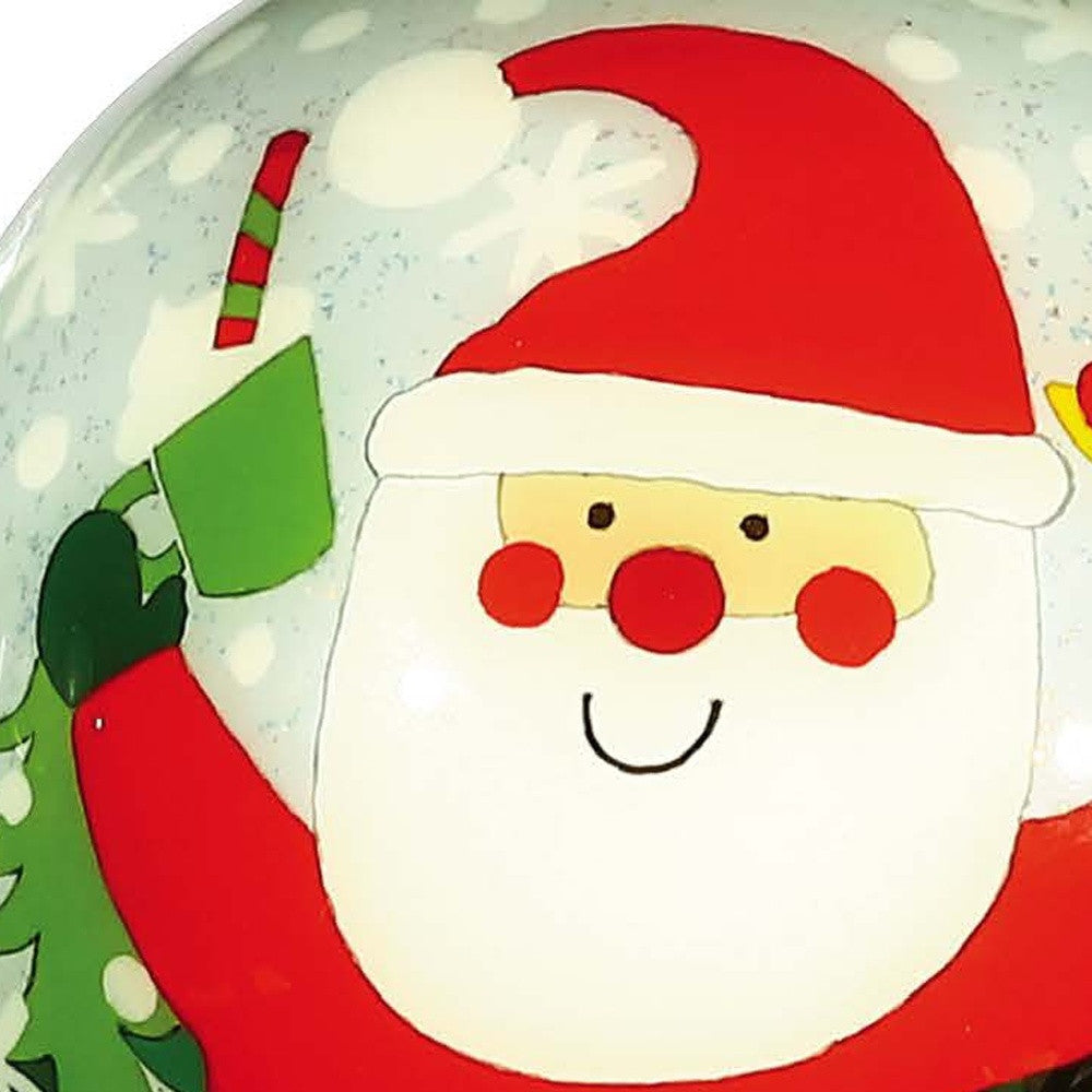 Festive Glitter Santa Hand Painted Mouth Blown Glass Ornament