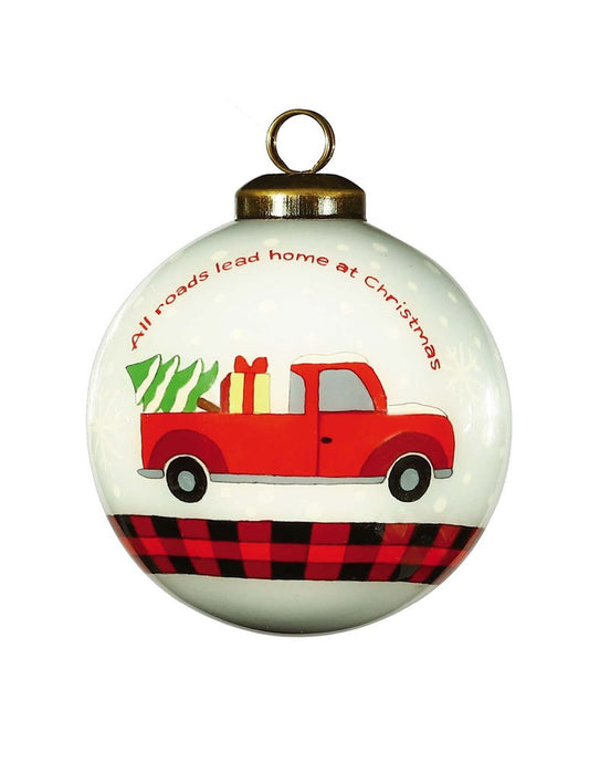 White And Red Glass Finial Ornament