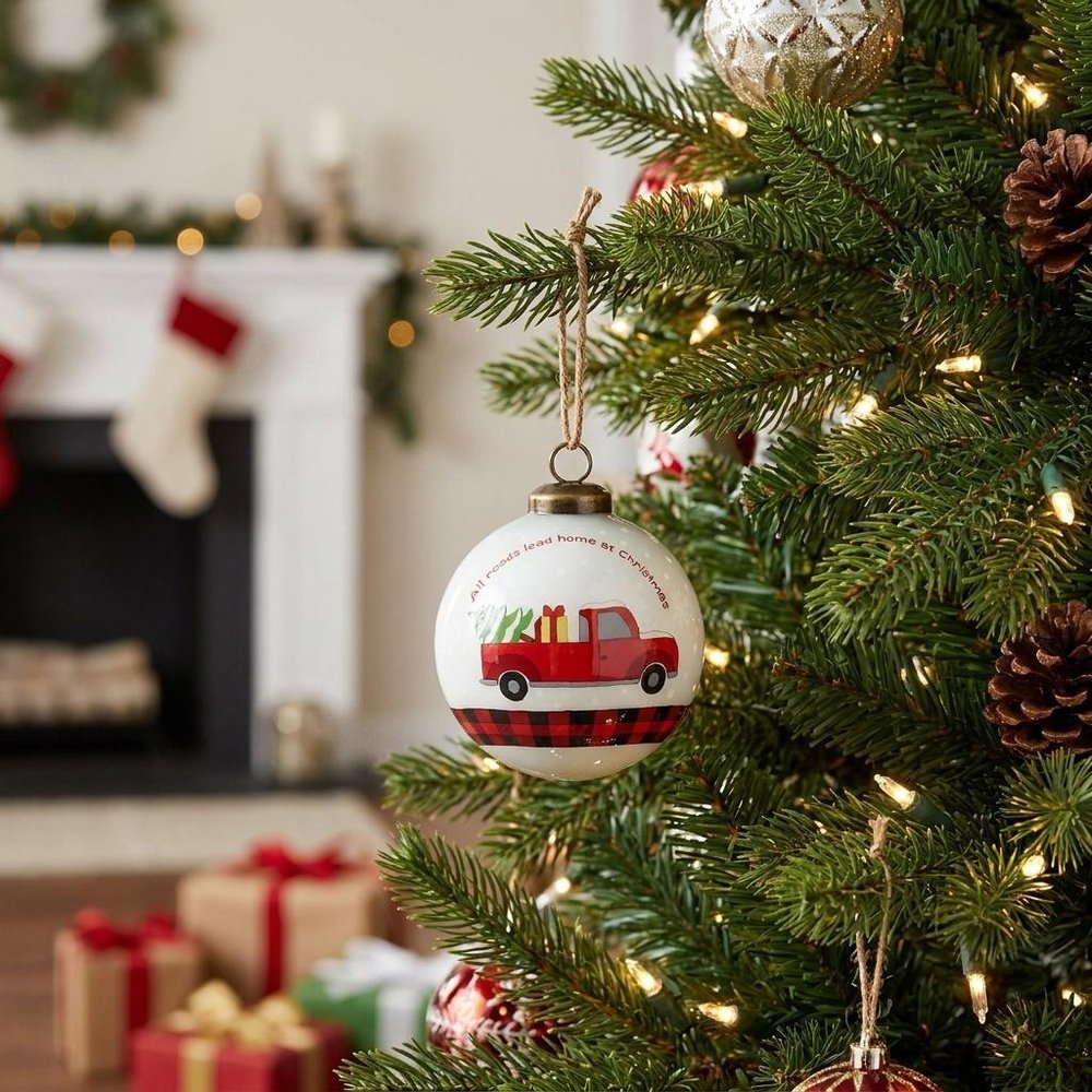 White And Red Glass Finial Ornament