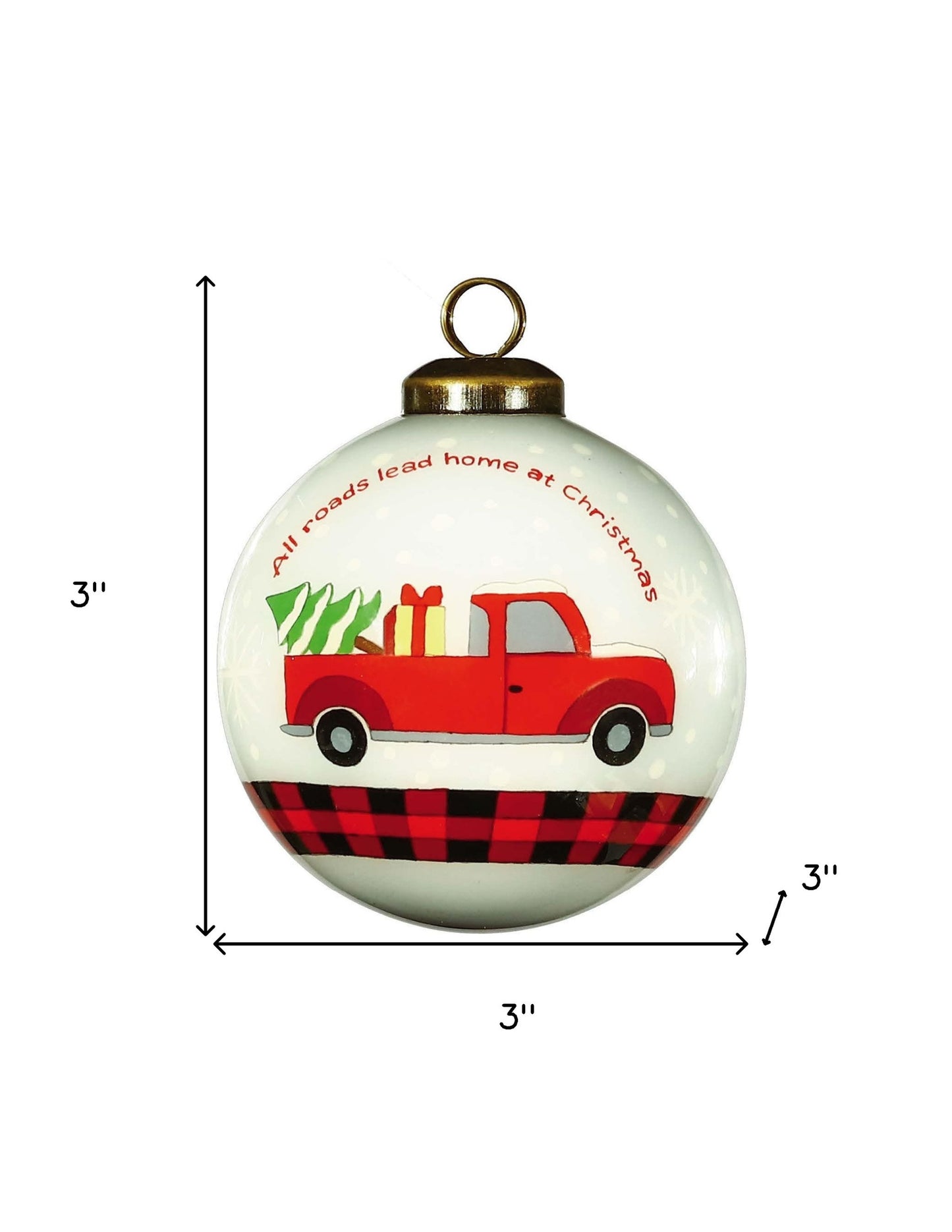 Red Pickup Truck with Presents Hand Painted Mouth Blown Glass Ornament