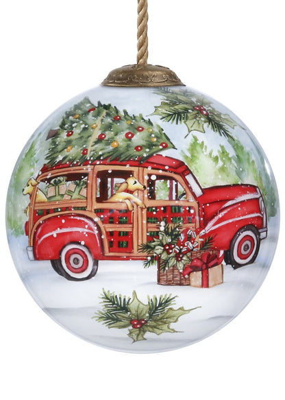 Red White And Green Glass Ball Ornament