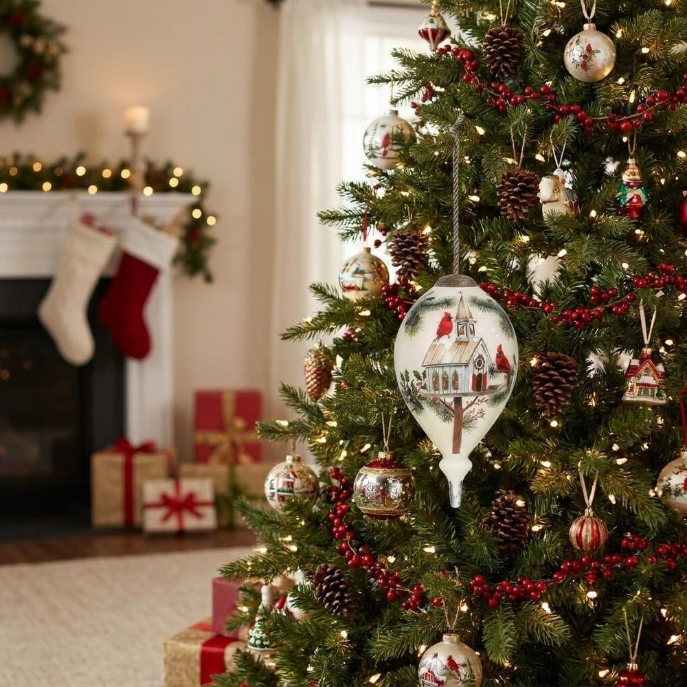 Red White And Green Glass Finial Ornament