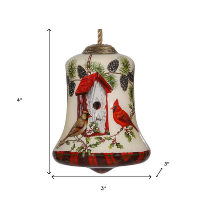 Cardinal Home Sweet Home Hand Painted Mouth Blown Glass Ornament