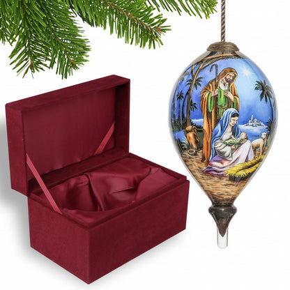 Blue White And Brown Glass Finial Ornament