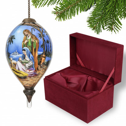 Blue White And Brown Glass Finial Ornament