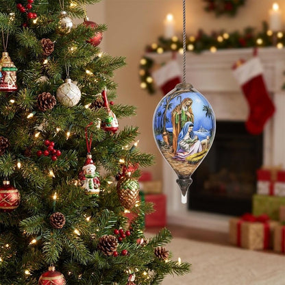 Blue White And Brown Glass Finial Ornament