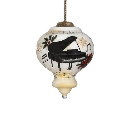Grand Christmas Piano Hand Painted Mouth Blown Glass Ornament
