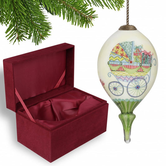 Ivory Red And Yellow Glass Finial Ornament