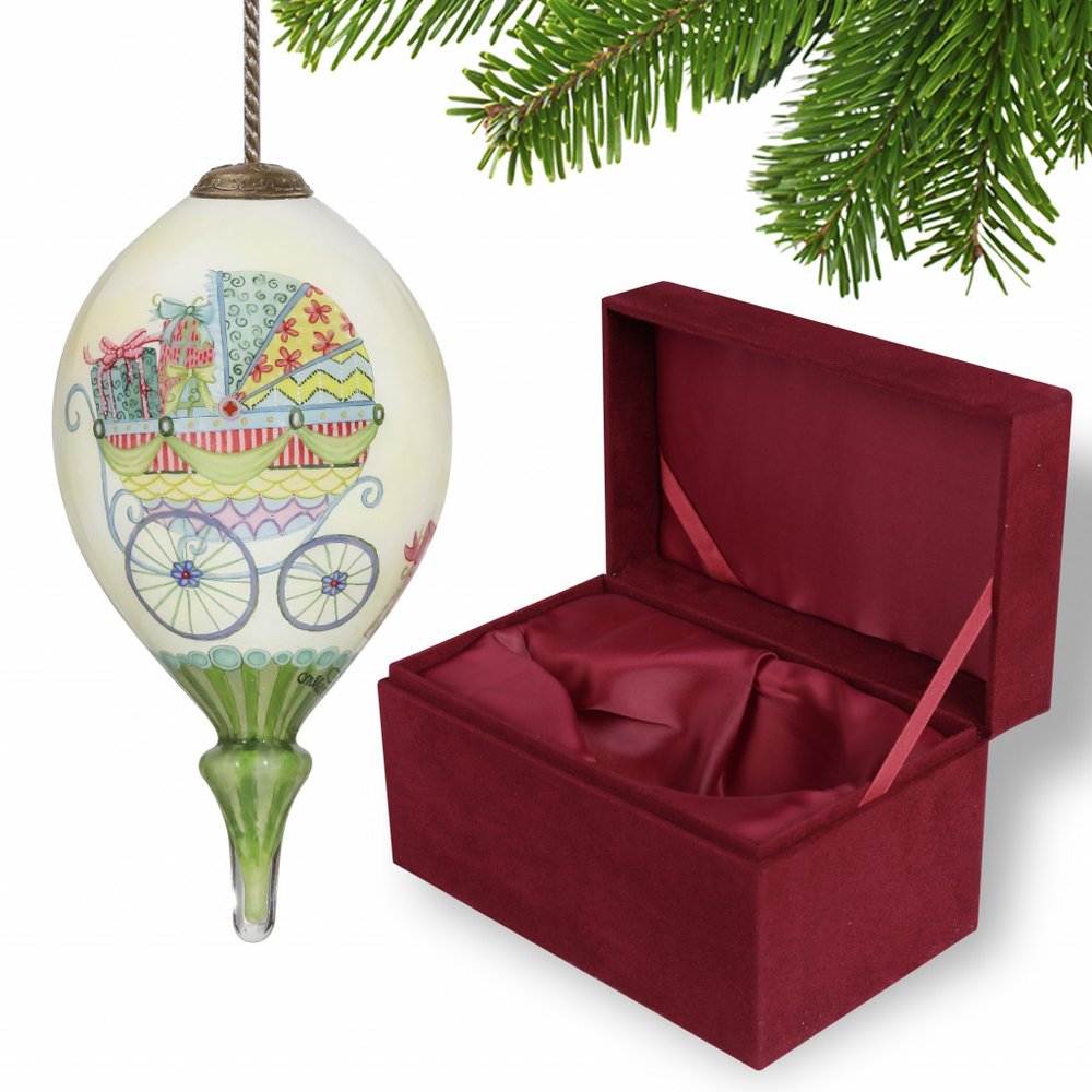 Ivory Red And Yellow Glass Finial Ornament