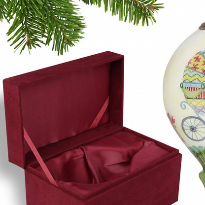 Ivory Red And Yellow Glass Finial Ornament