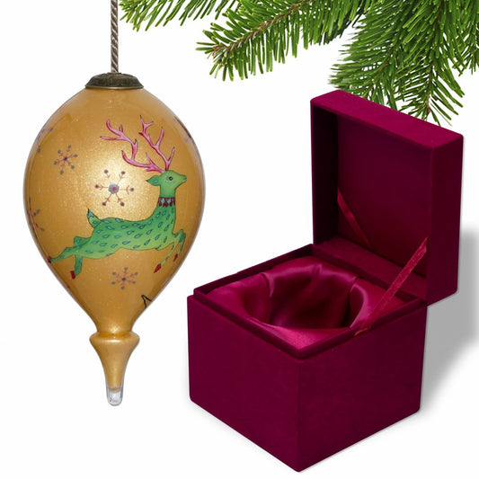 Gold Green And Pink Glass Finial Ornament