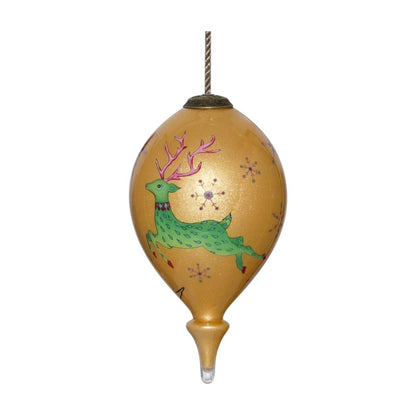 Gold Green And Pink Glass Finial Ornament