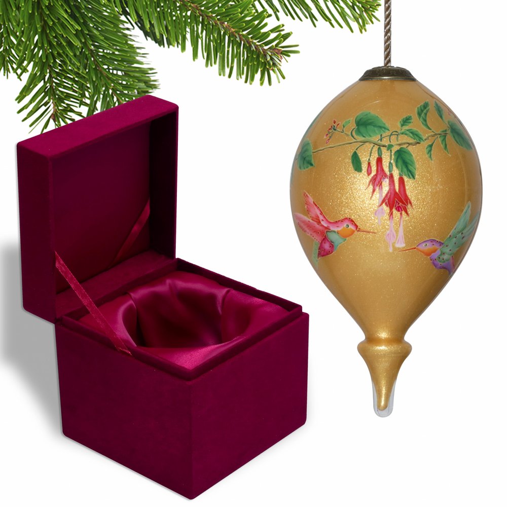 Gold Green And Red Glass Finial Ornament