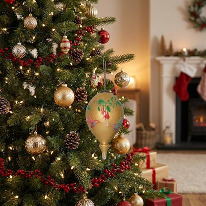 Gold Green And Red Glass Finial Ornament