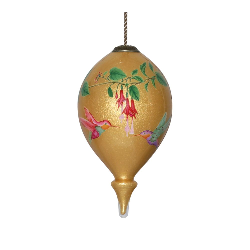 Gold Green And Red Glass Finial Ornament