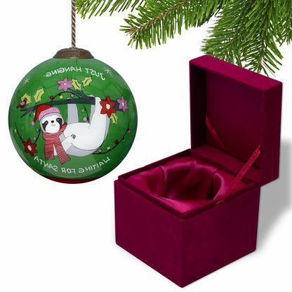 Red White And Green Glass Ball Ornament