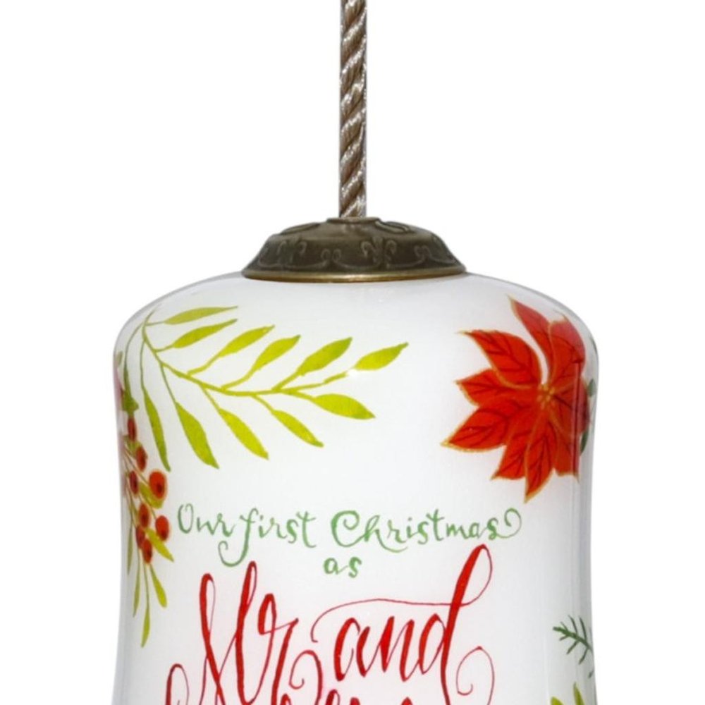 Mr. & Mrs. Our First Christmas Hand Painted Mouth Blown Glass Ornament