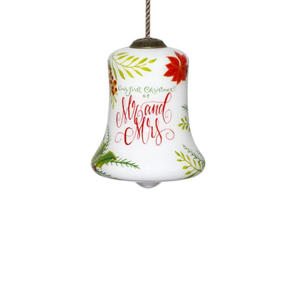 Mr. & Mrs. Our First Christmas Hand Painted Mouth Blown Glass Ornament