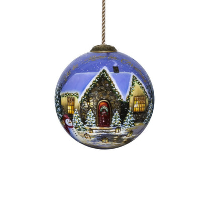 Home for Christmas Hand Painted Mouth Blown Glass Ornament