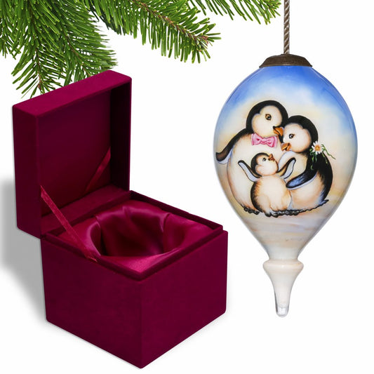 White Black And Blue Glass Finial Ornament