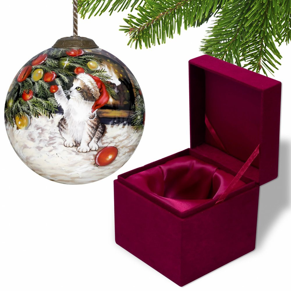 Red White And Green Glass Ball Ornament