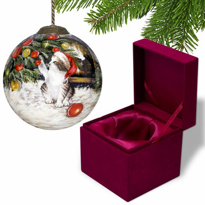 Red White And Green Glass Ball Ornament