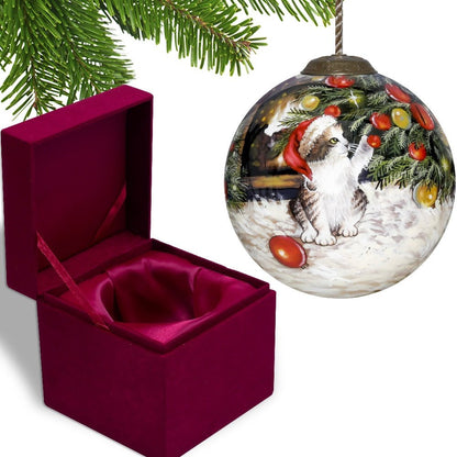 Red White And Green Glass Ball Ornament