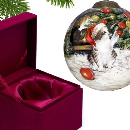 Red White And Green Glass Ball Ornament