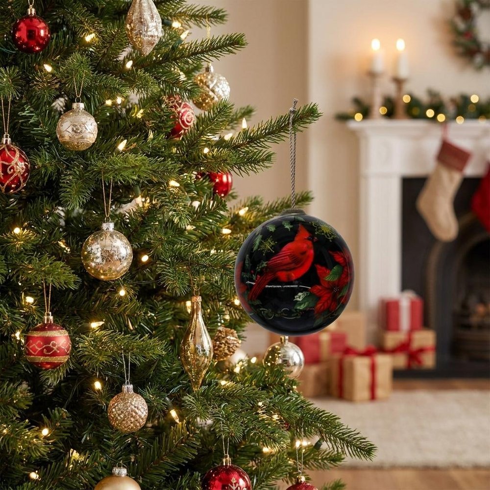 Red Black And Green Glass Ball Ornament
