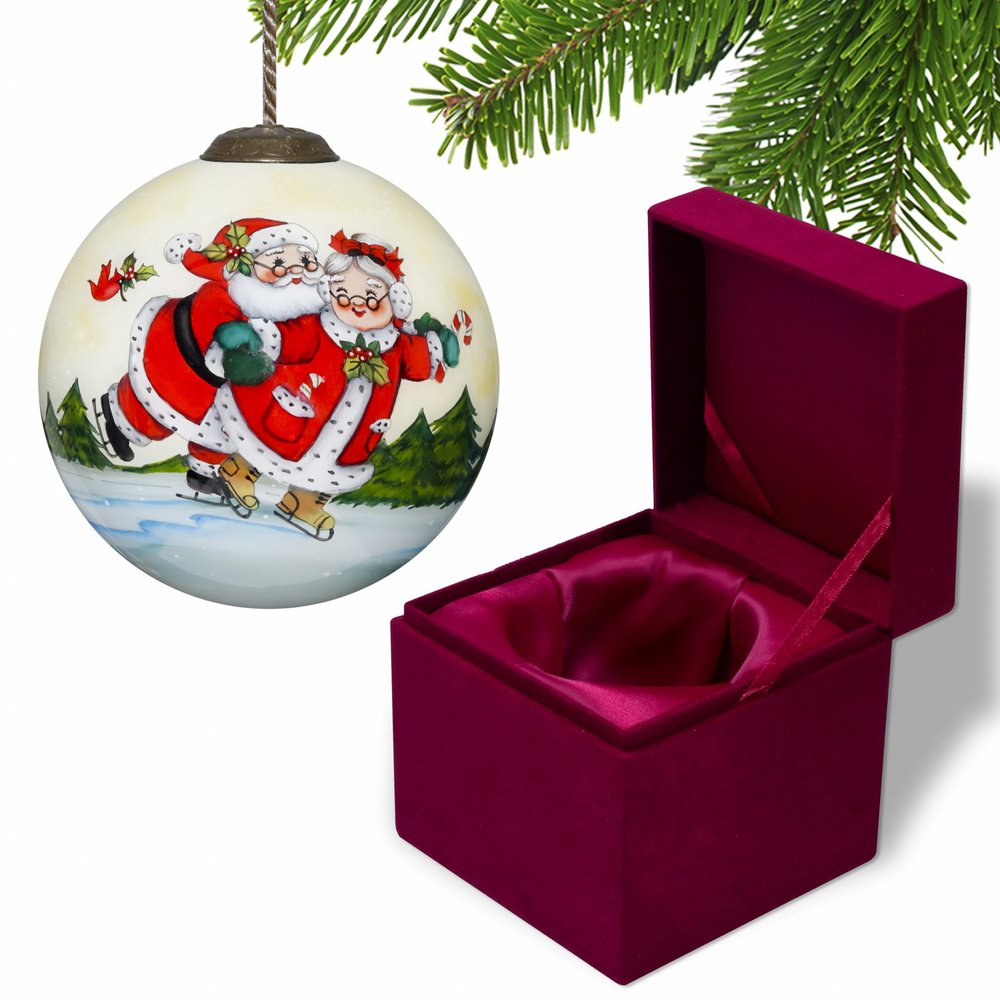 Red White And Green Glass Ball Ornament
