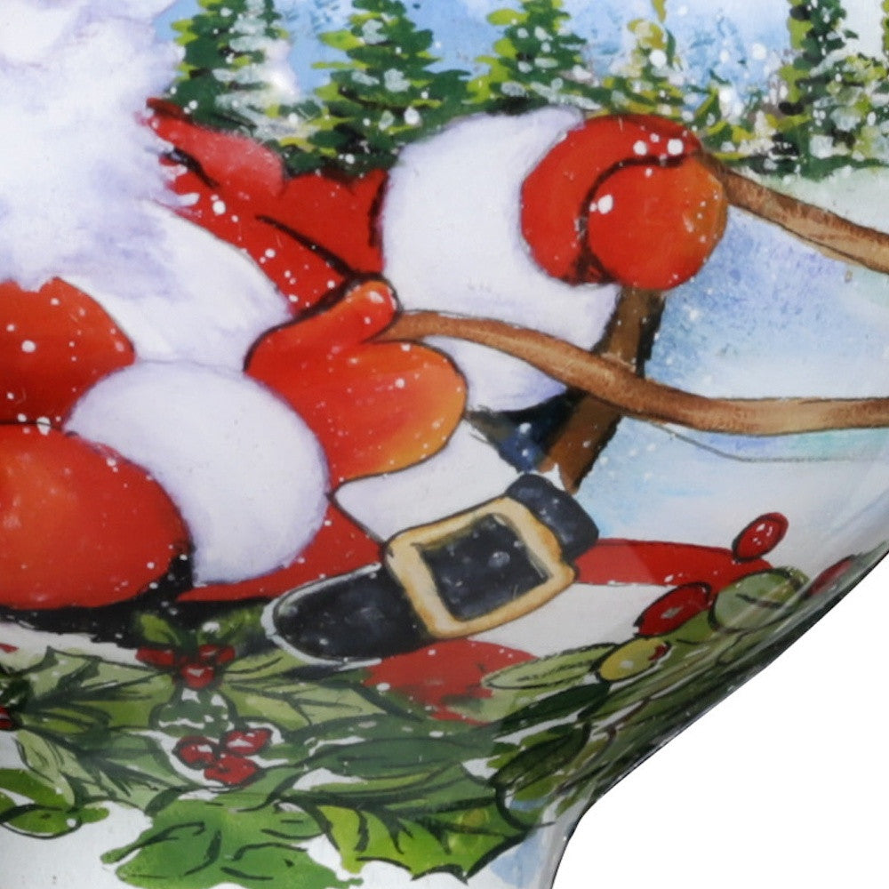 Santa Riding a Sleigh Hand Painted Mouth Blown Glass Ornament