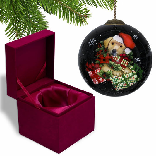 Black Red And Brown Glass Ball Ornament