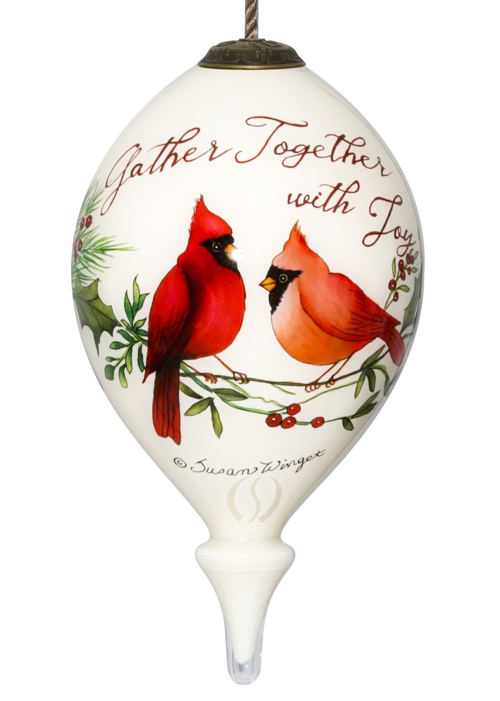 White And Red Glass Finial Ornament