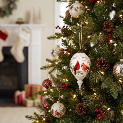 White And Red Glass Finial Ornament