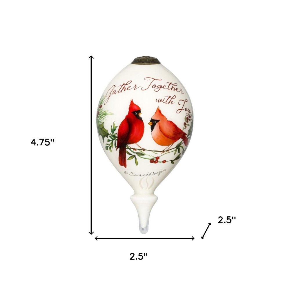 White And Red Glass Finial Ornament