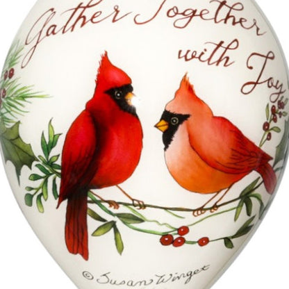 White And Red Glass Finial Ornament