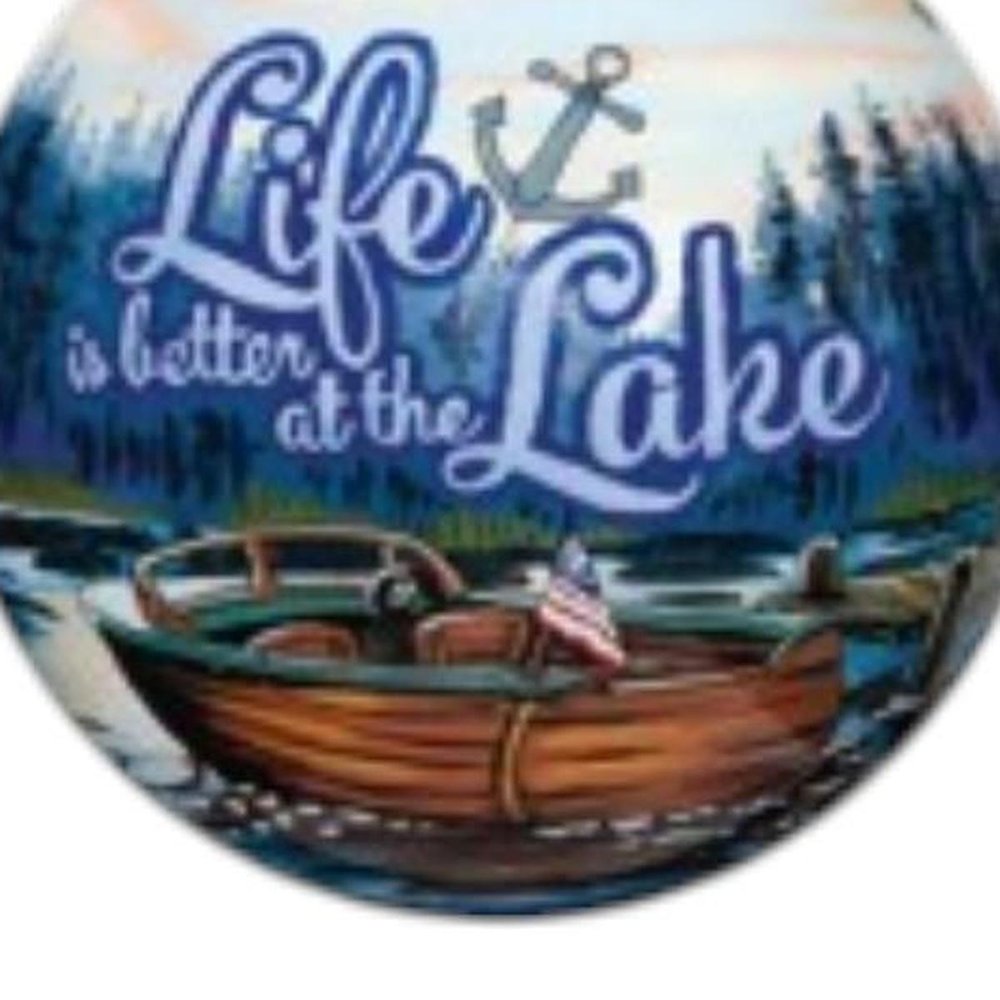 Scenic Life is Better at the Lake Hand Painted Mouth Blown Glass Ornament