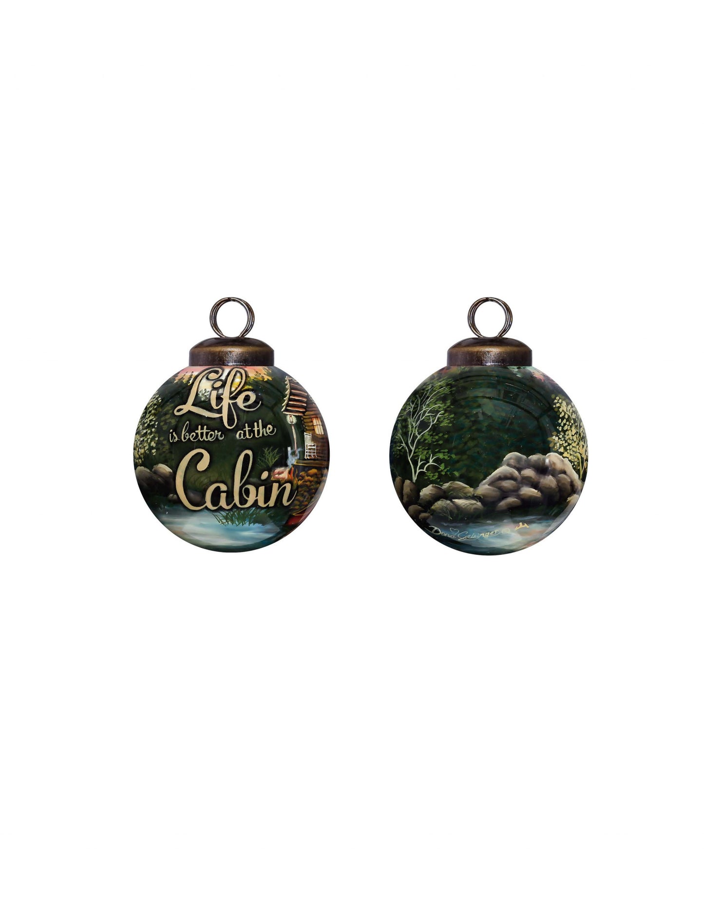 Scenic Life is Better at the Cabin Hand Painted Mouth Blown Glass Ornament