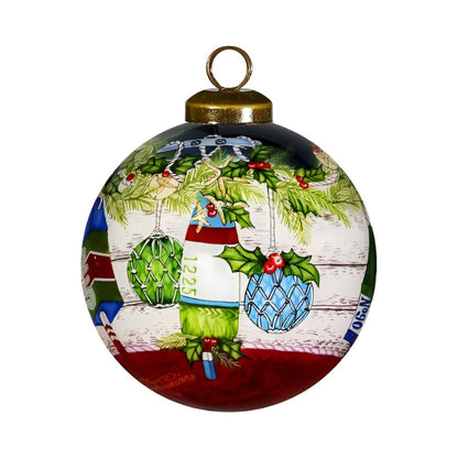 Red White And Green Glass Ball Ornament