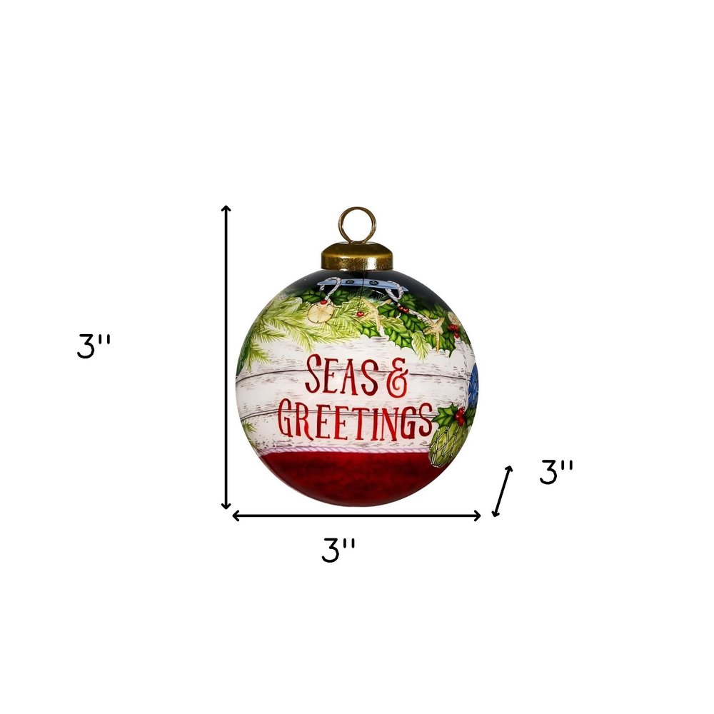 Red White And Green Glass Ball Ornament