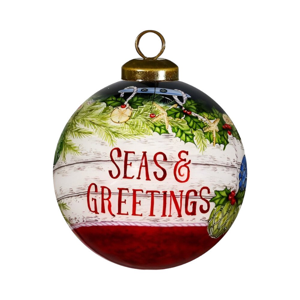 Red White And Green Glass Ball Ornament