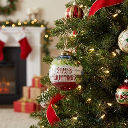 Red White And Green Glass Ball Ornament