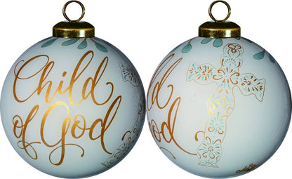 Yellow And White Glass Ball Ornament