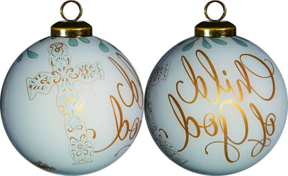 Yellow And White Glass Ball Ornament